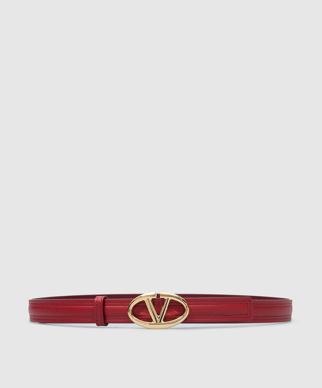 Valentino - Red leather strap with metal VLogo Signature
