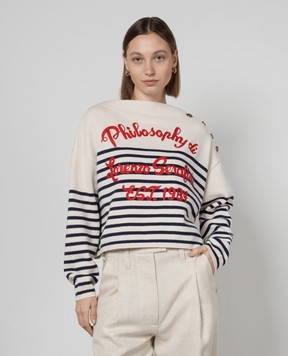 Philosophy di Lorenzo Serafini Beige striped wool sweater A09020706