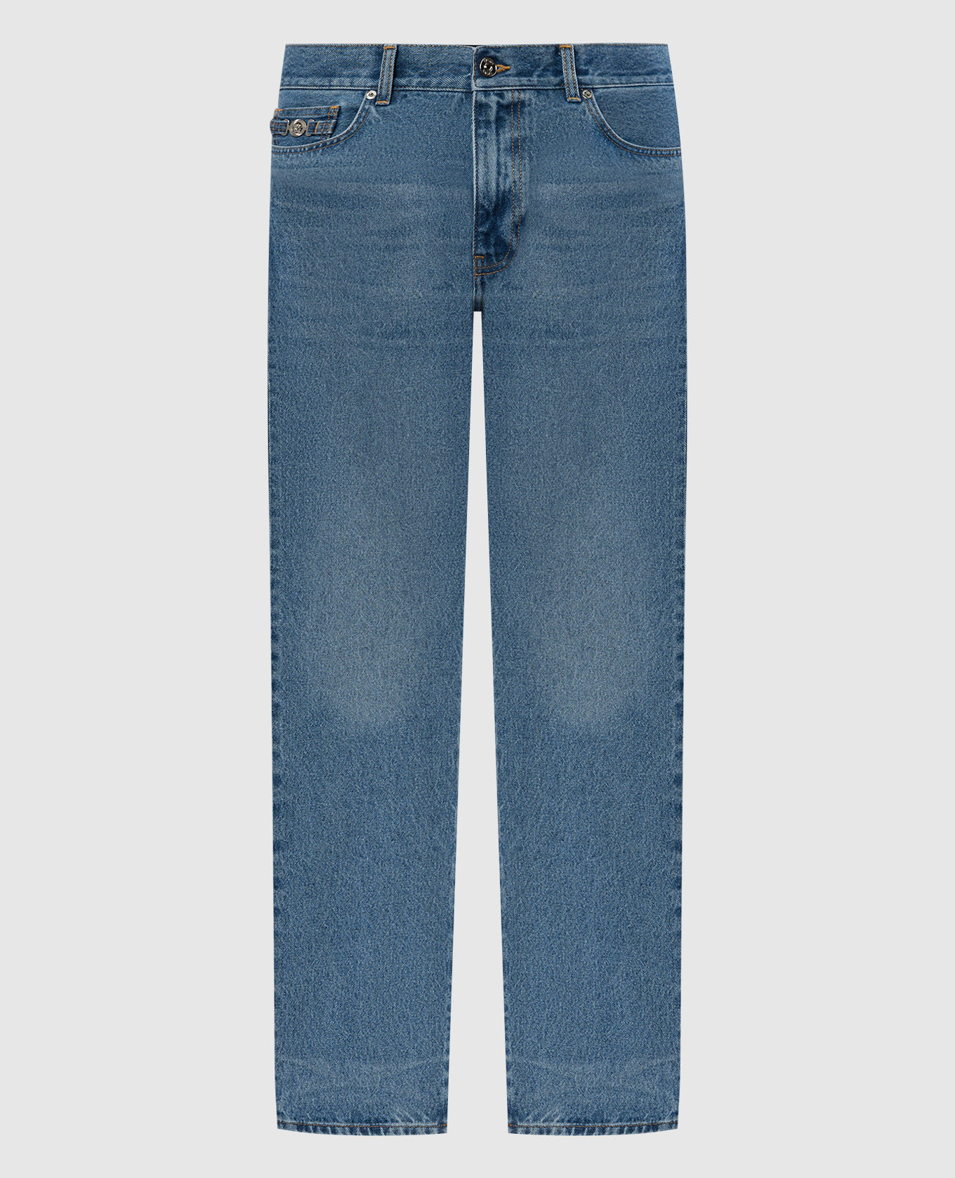 

Blue jeans with logo patch Versace