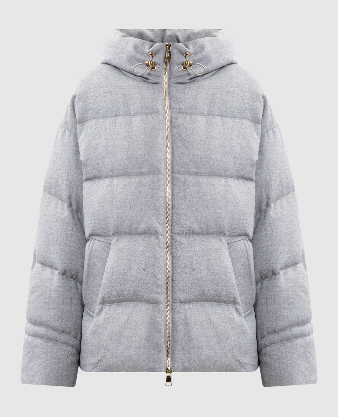 

Grey quilted down jacket made of silk and camel wool Be Florence
