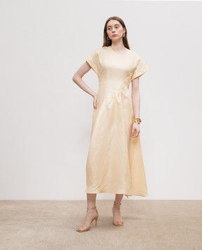 CO Yellow midi dress made of linen and silk 4949STLS