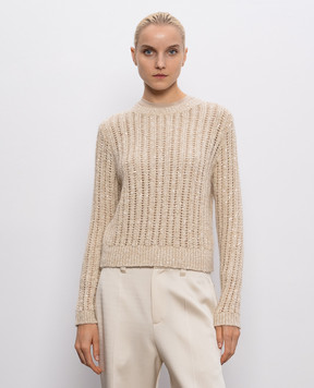 Brunello Cucinelli Beige openwork sweater with wool and cashmere MGN364310P