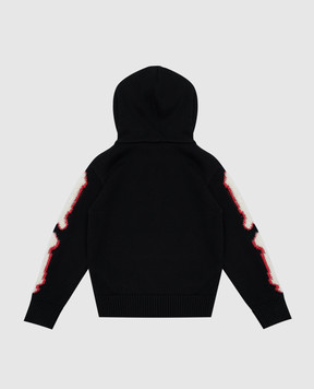 AMIRI Bones Black Logo Embroidered Hoodie For Kids AKKNHD1001