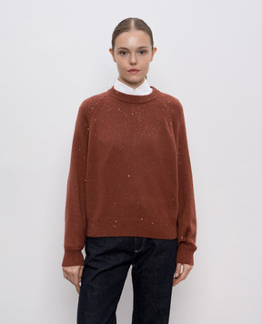 Brunello Cucinelli Brown cashmere and silk sequined jumper M73539930