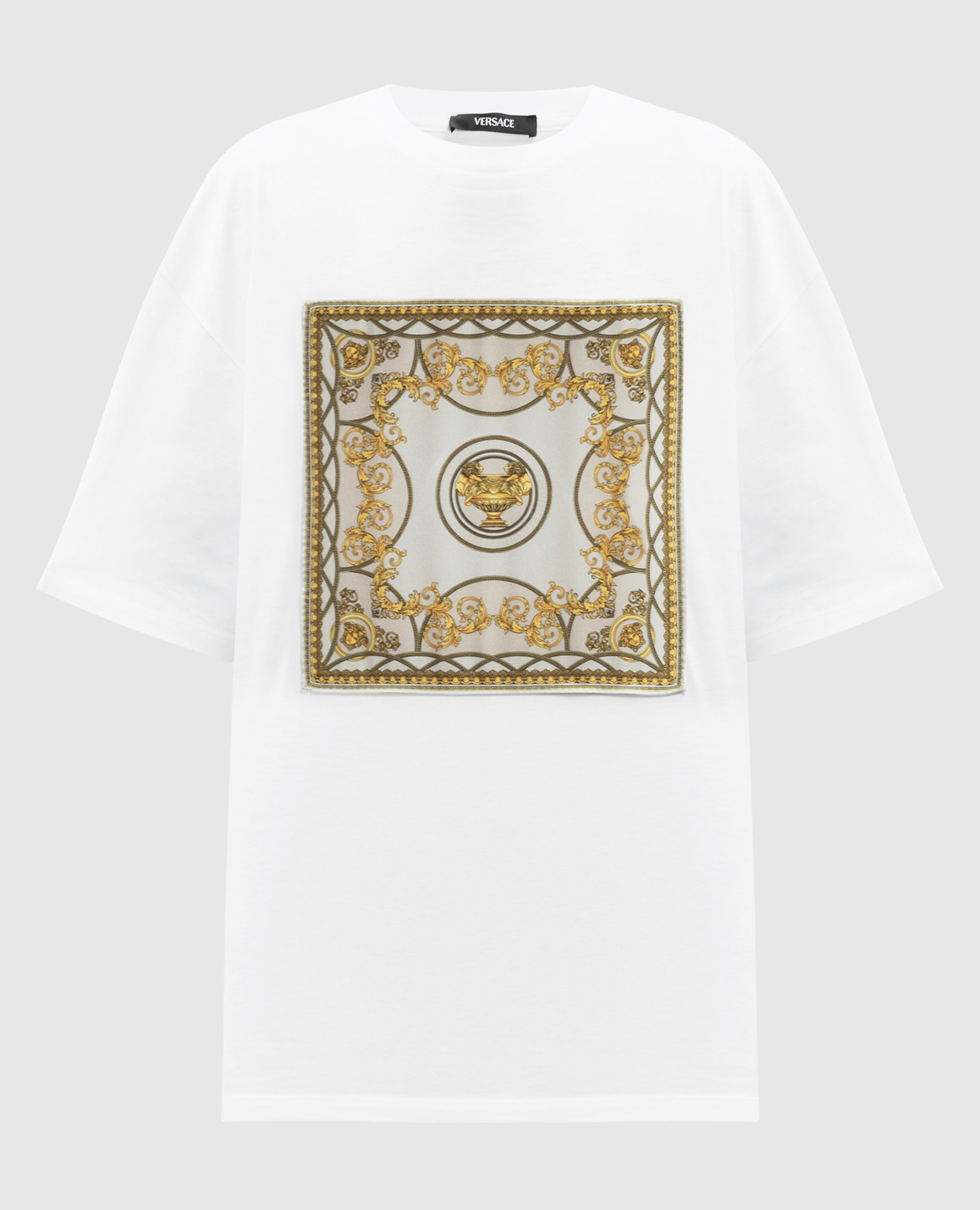 Versace LA COUPE DES DIEUX white t shirt with applique 10162911A11722 buy with Portugal delivery at Symbol