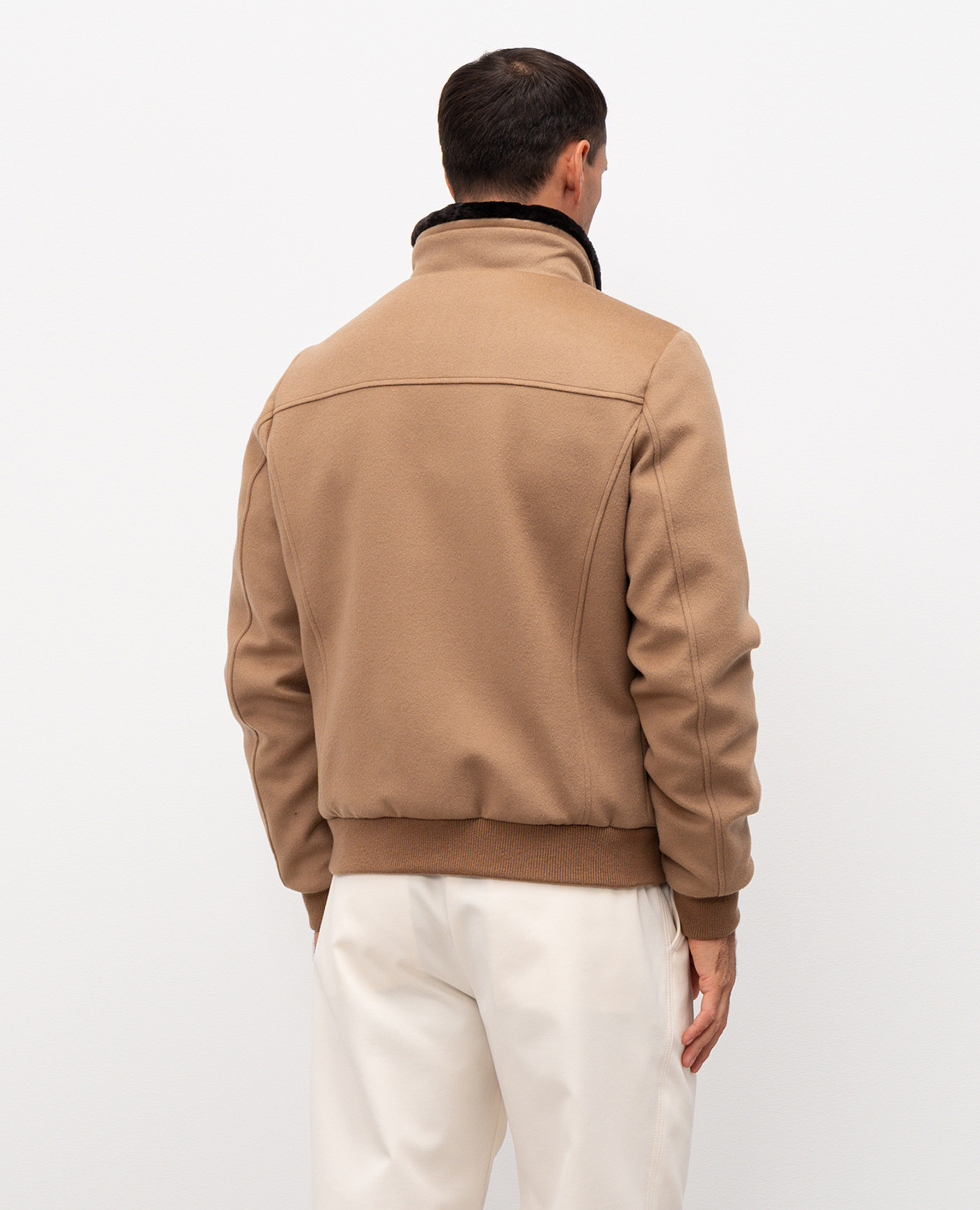 

BELLATI beige down jacket made of wool and cashmere with fur MooRER