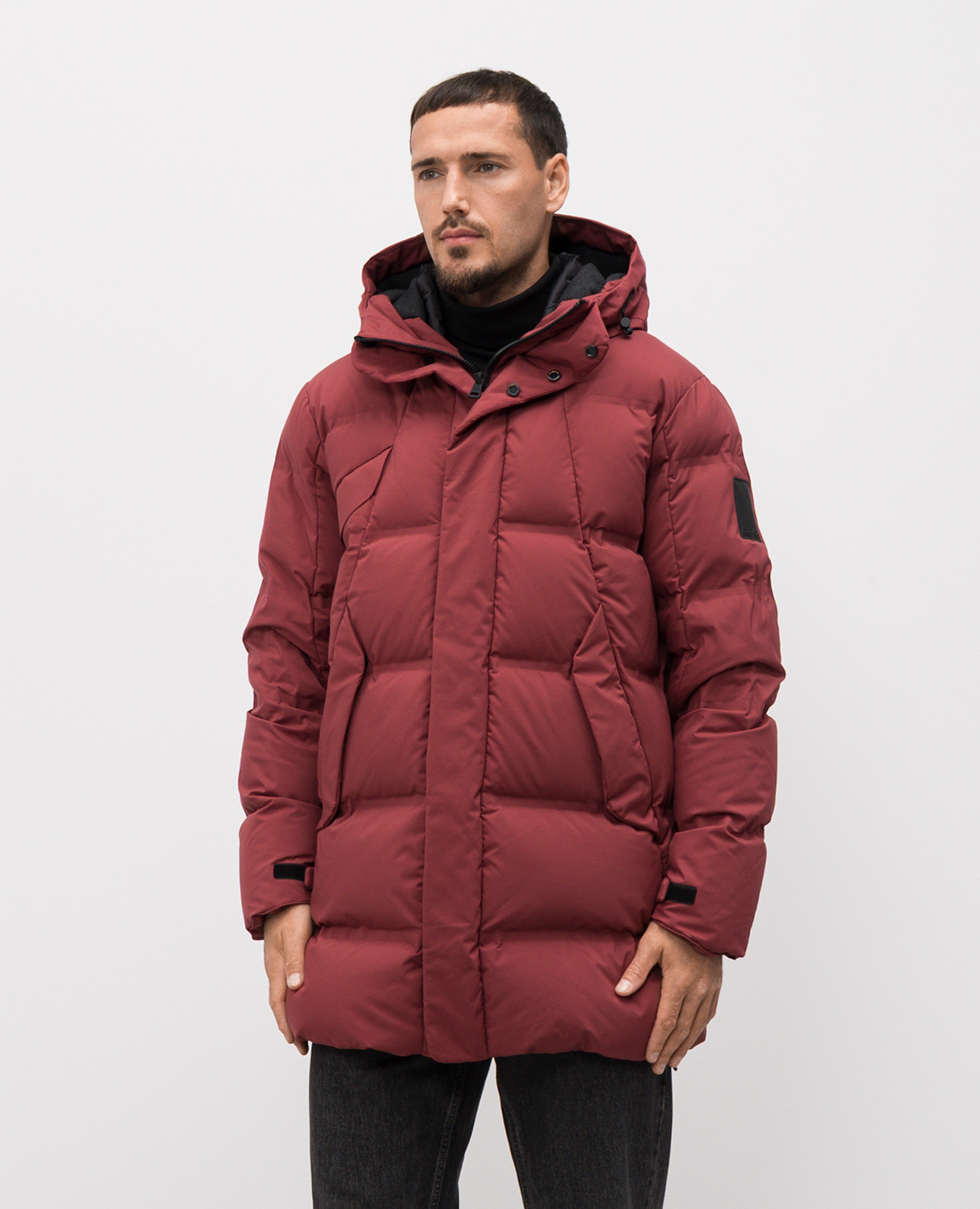 

Burgundy down jacket with logo patch AT.P.Co