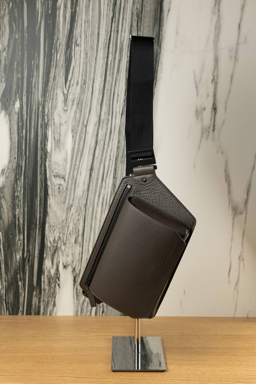 Brown leather belt bag with logo Cashmere&Whiskey 6
