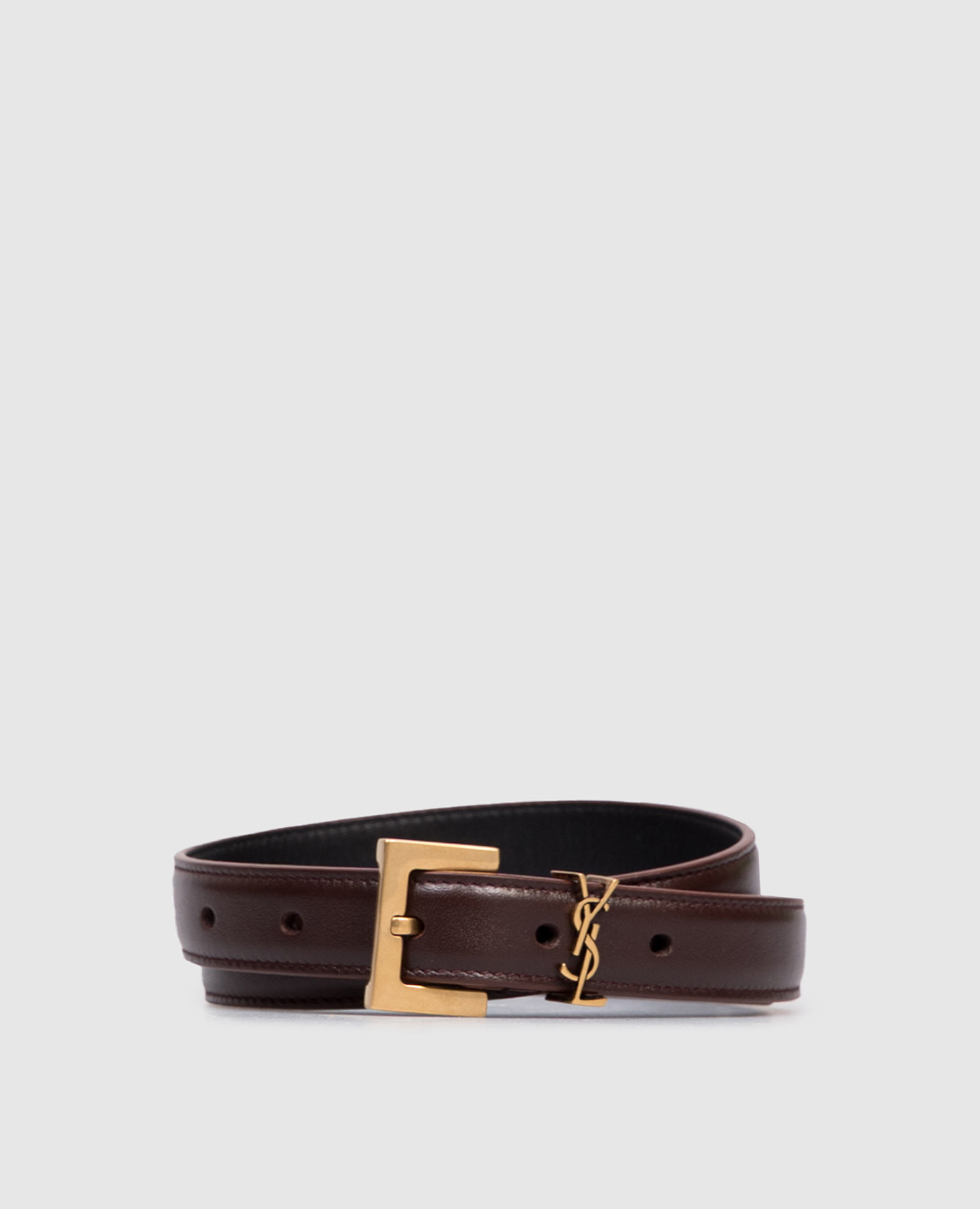 Cassandre burgundy leather belt with logo Saint Laurent
