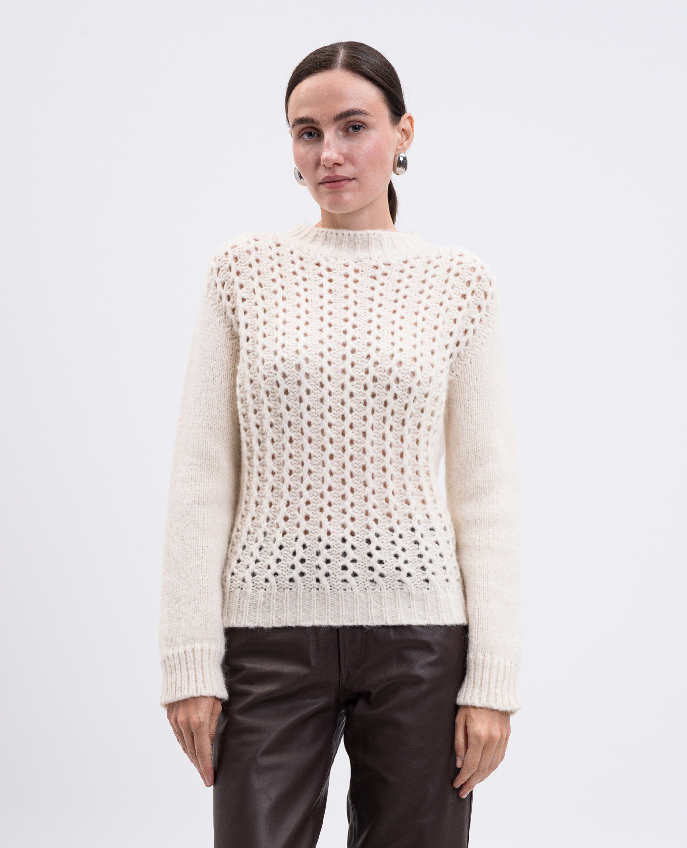 Beige alpaca wool sweater Dondup 3