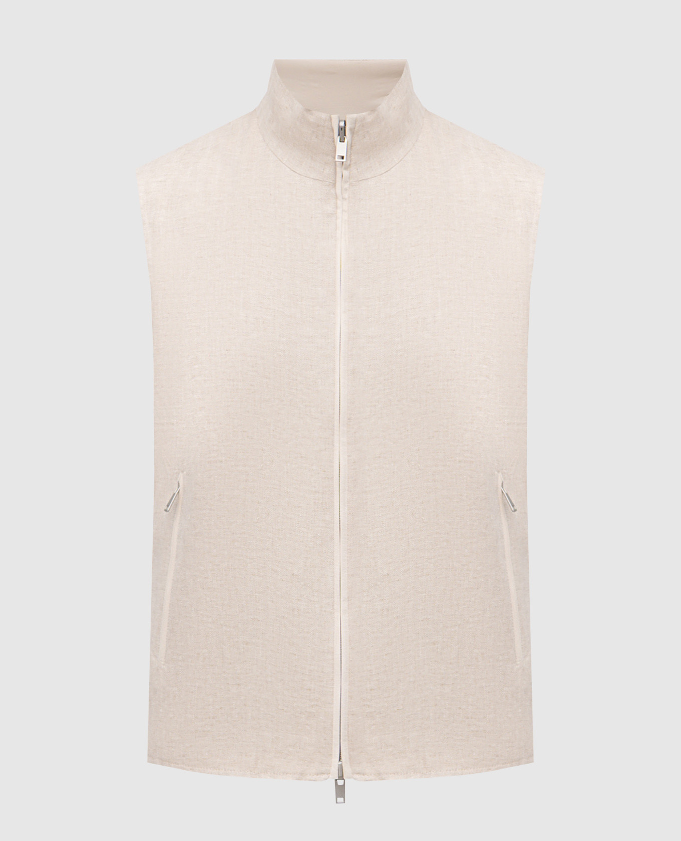 

Beige reversible vest with linen Pini Parma