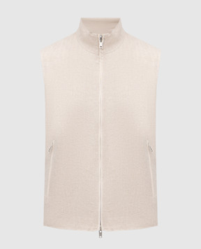 Pini Parma Beige reversible vest with linen GILETHERRBEI