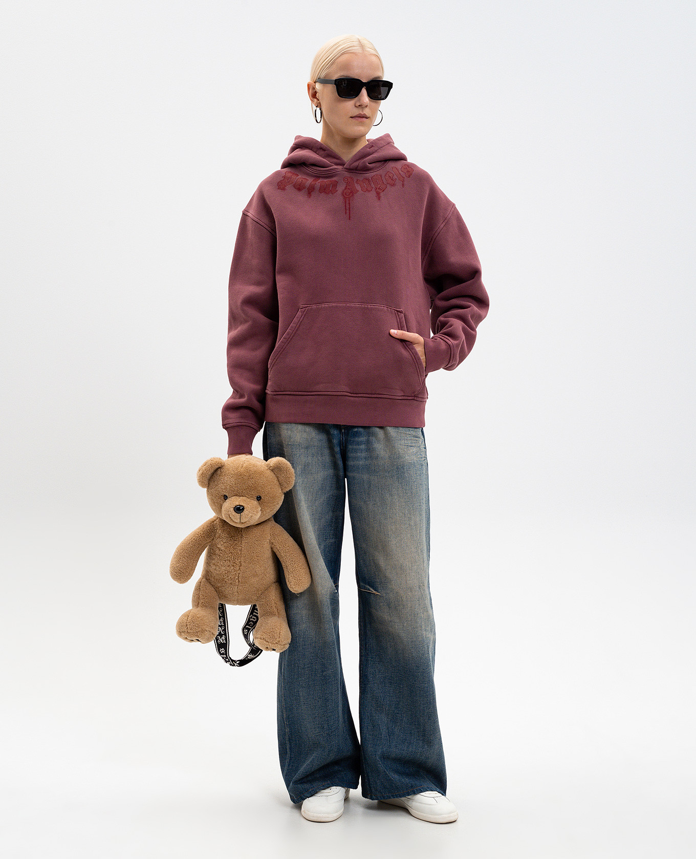 

Burgundy hoodie with logo print Palm Angels