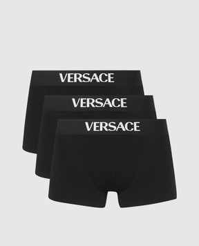 Versace Set of black boxer shorts with logo 10209891A14783