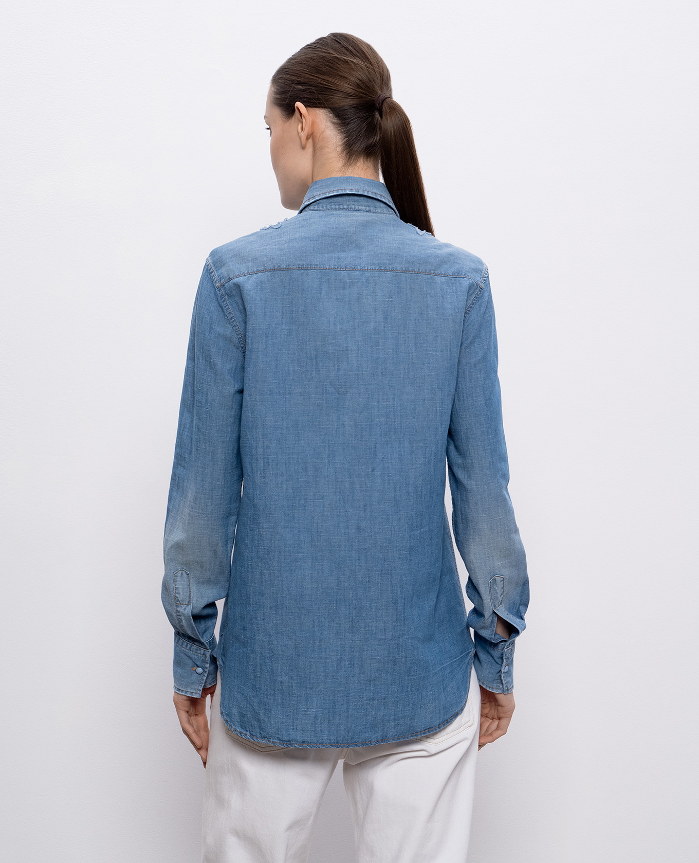 Blue denim shirt with linen Ermanno Scervino 4