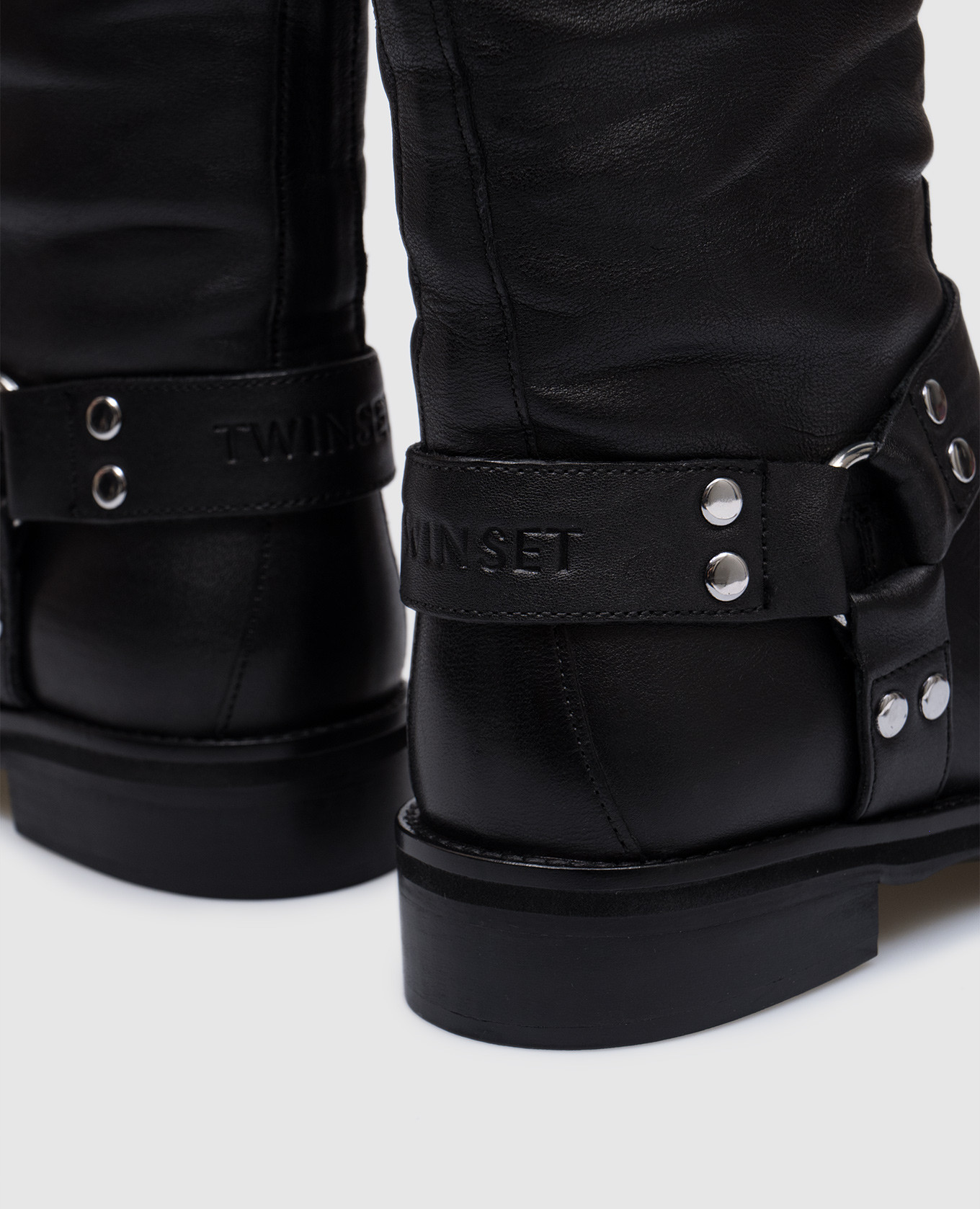 Black logo Darcy leather boots Twinset 5