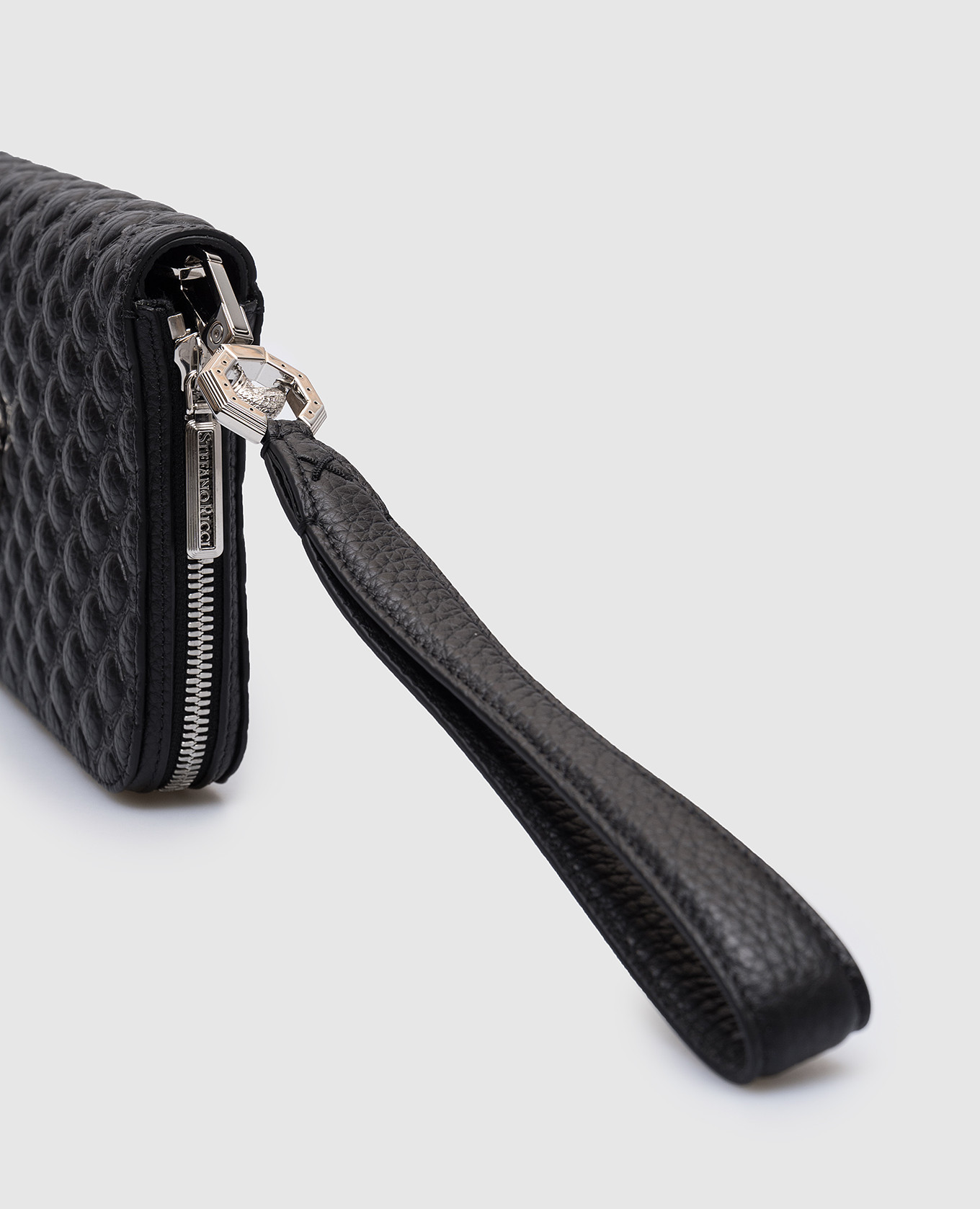 Black leather wallet with a metal emblem in the form of an eagle head Stefano Ricci 4