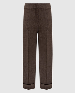 Peserico Brown wool trousers with lapels P0471002581