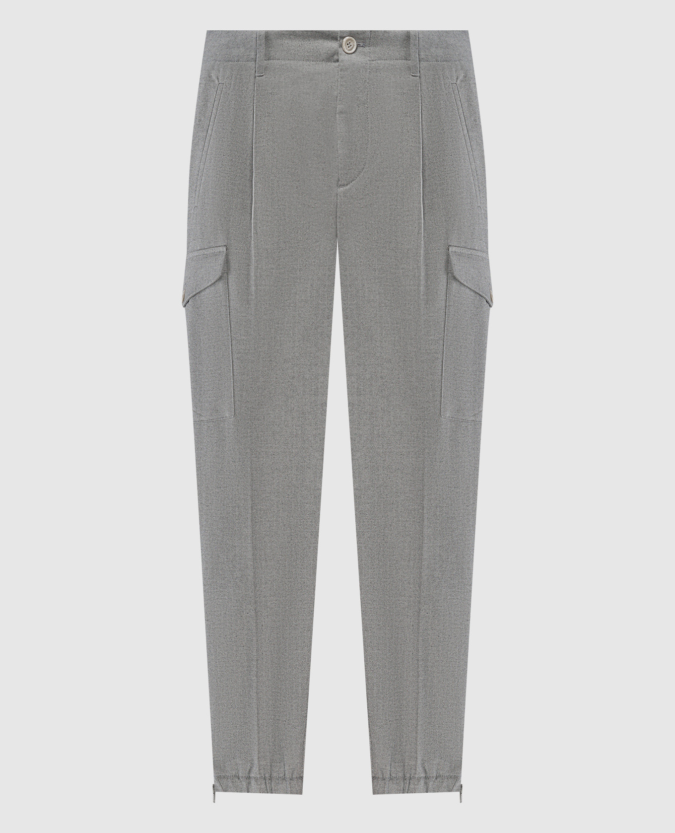 

Gray cargo pants made of wool in a pattern Brunello Cucinelli, Grey