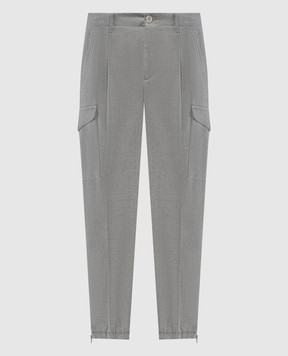 Brunello Cucinelli Gray cargo pants made of wool in a pattern ME264H0640