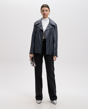 Simonetta Ravizza Blue leather jacket Milos S05JA284L16
