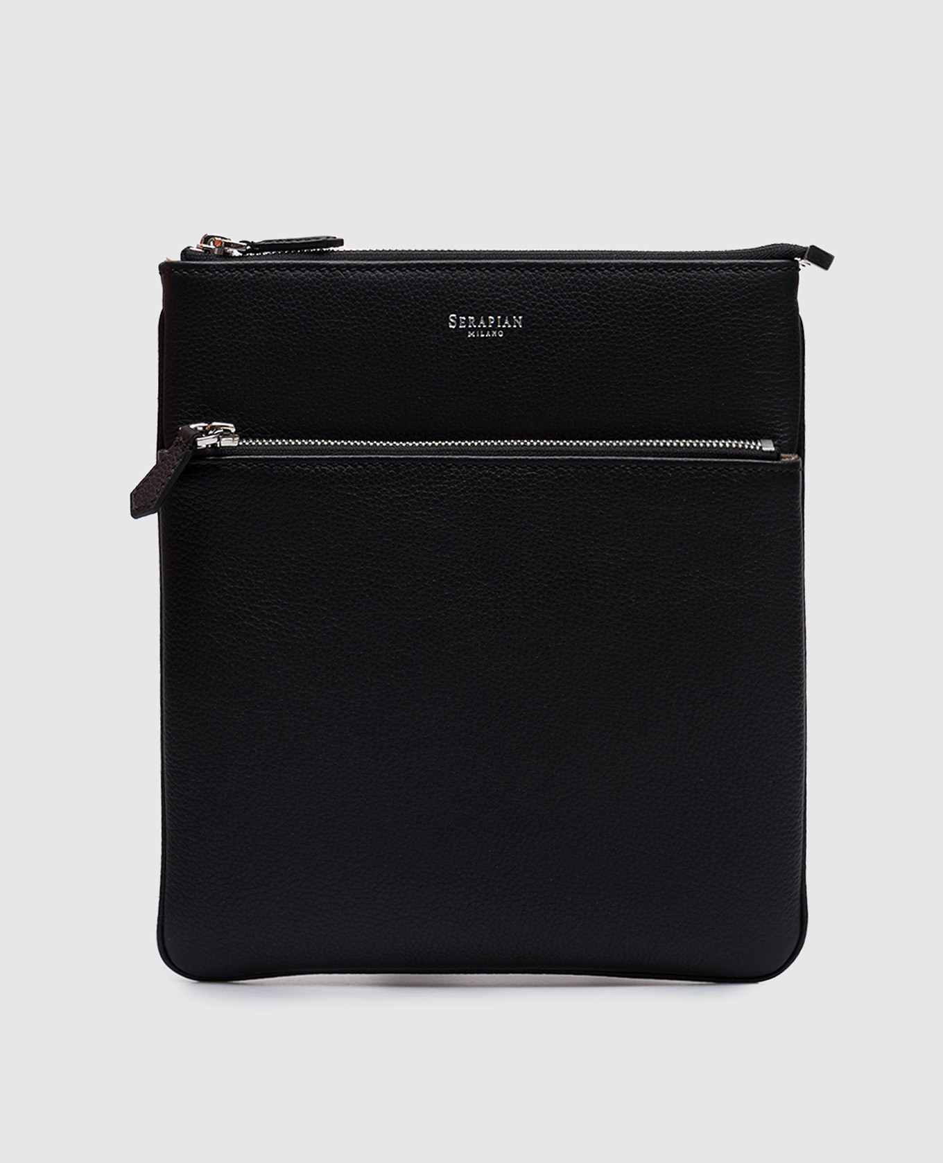 

Black leather tablet bag with logo print Serapian