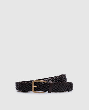 Brunello Cucinelli Brown leather braided belt MAUFB344