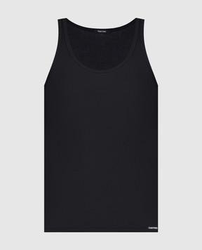 Tom Ford Black ribbed T-shirt with logo patch T4D101210