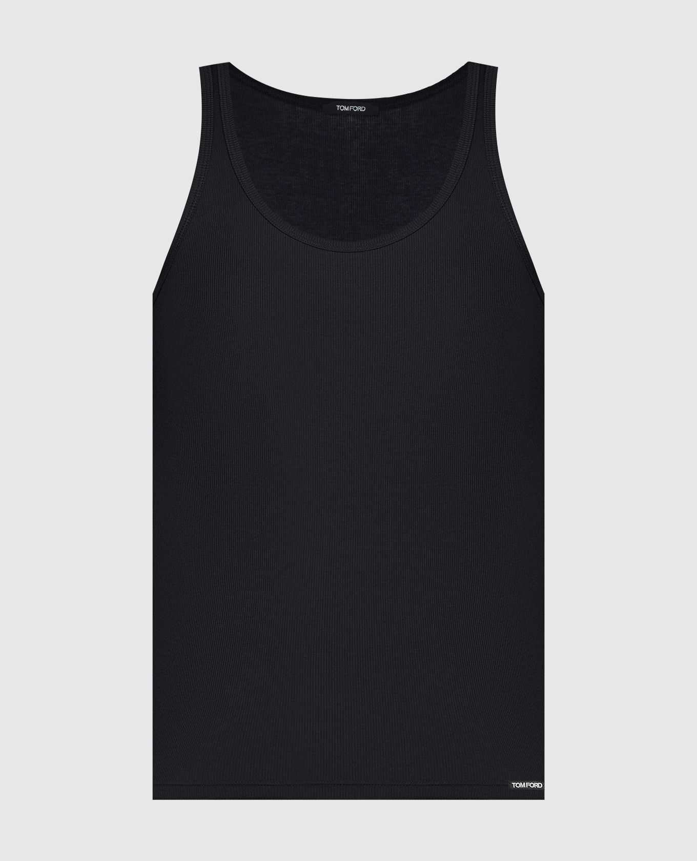Black ribbed T-shirt with logo patch