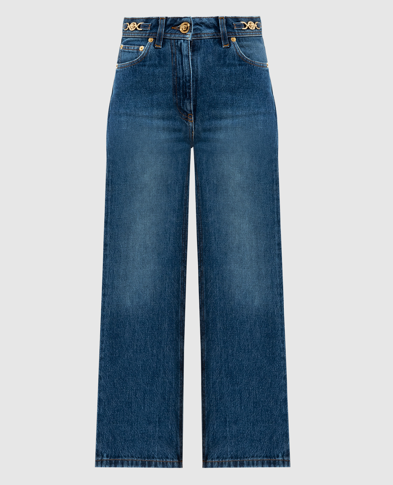 

Blue Medusa '95 jeans with distressed effect and logo patch Versace