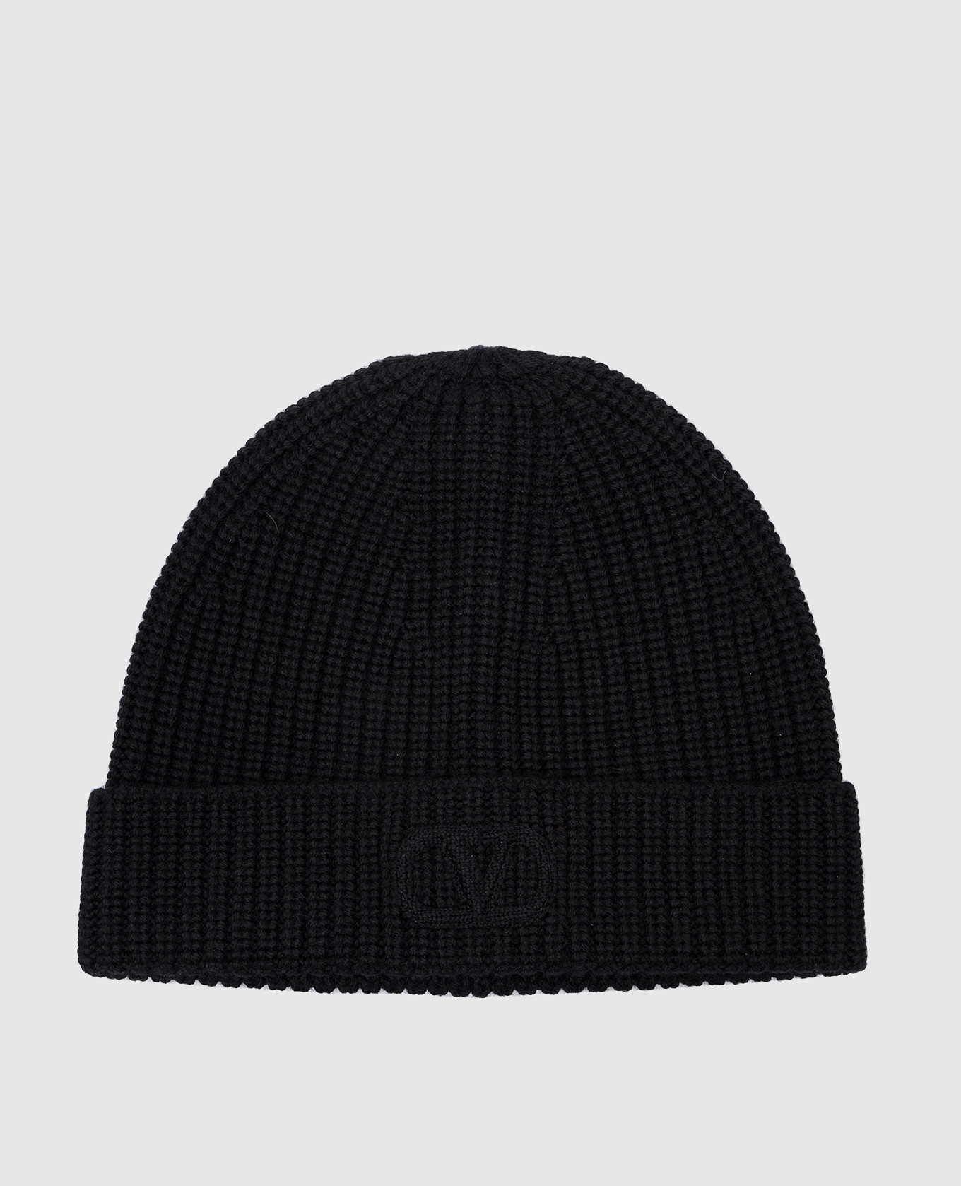 Black wool cap with logo Valentino