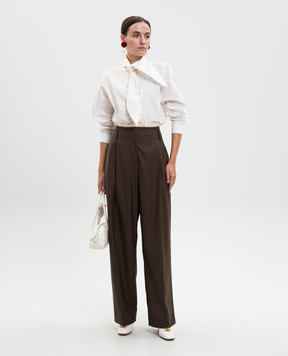 Magda Butrym Brown wool pants with lace PANTS04141725