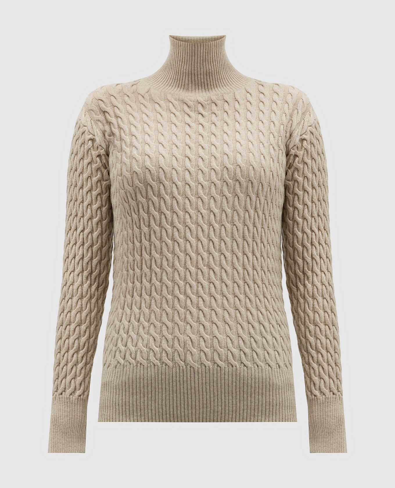 

Beige cashmere turtleneck in a textured pattern MooRER