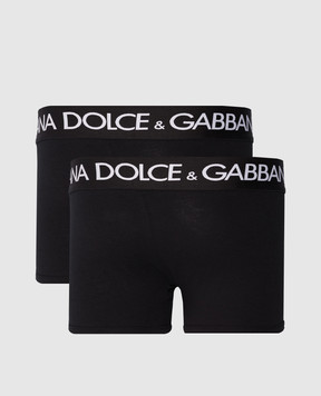 Dolce&Gabbana A set of black boxer briefs with a logo pattern M9D70JONN97