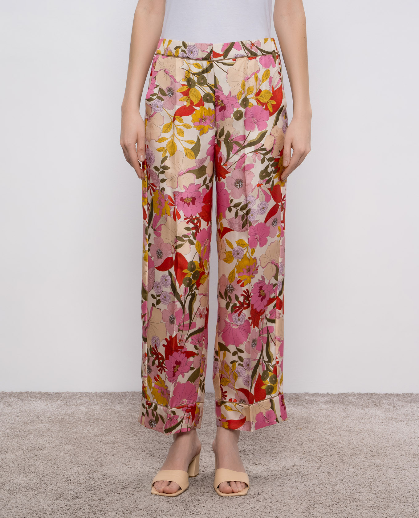 

LEDA silk trousers in floral print Max Mara, White