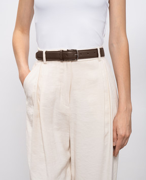 Babe Pay Pls Brown leather belt with embossed grain 0C003