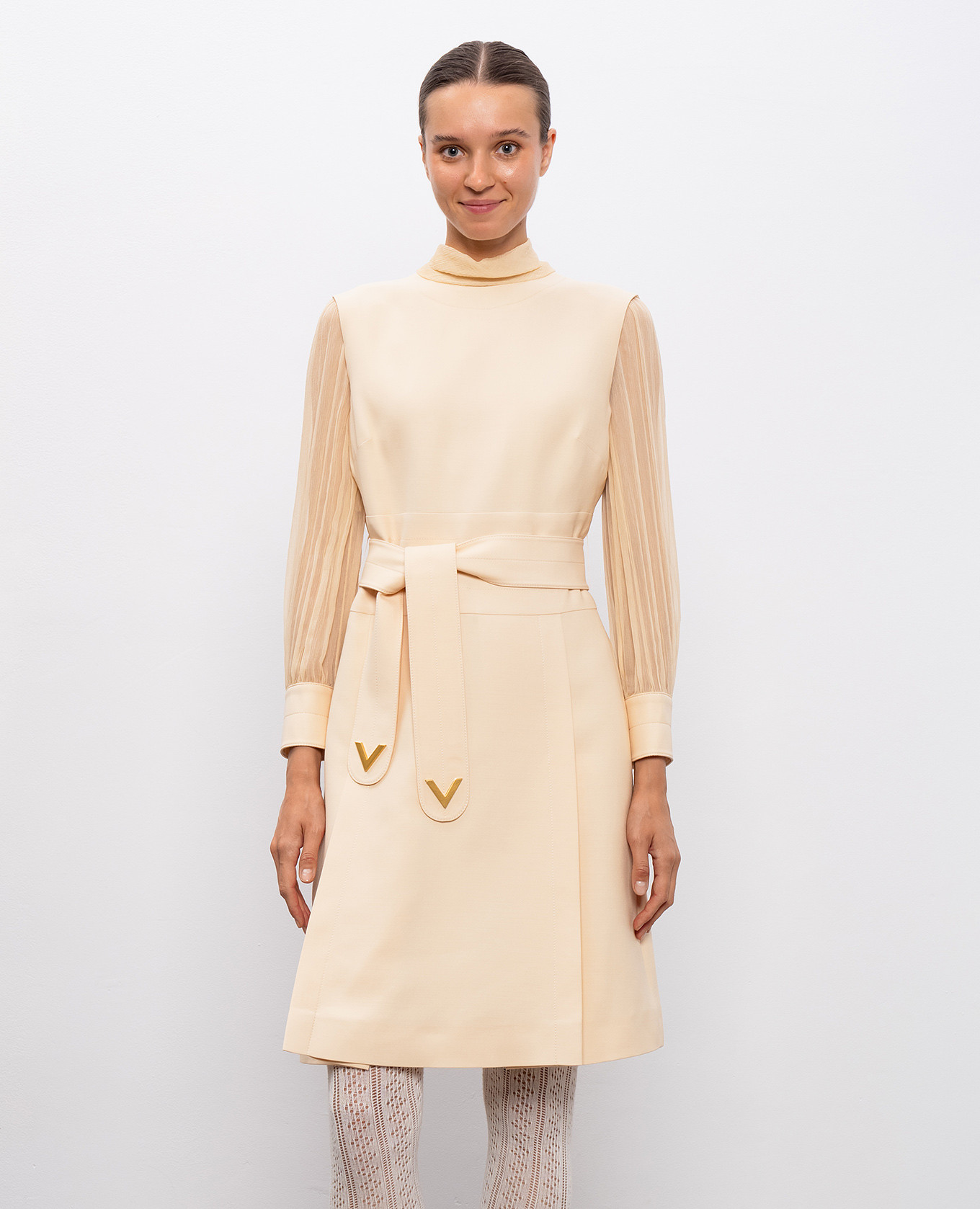 Beige wool and silk dress Valentino 3