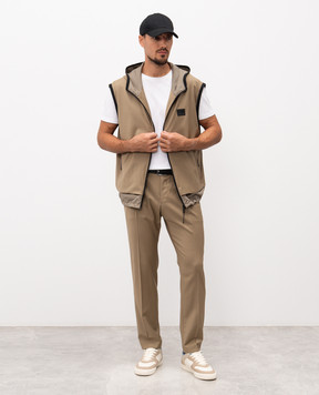 Dolce&Gabbana Beige wool vest with logo patch G9BSRTFURK8