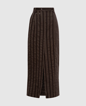 Brunello Cucinelli Gonna lunga a righe marroni MH911G3786