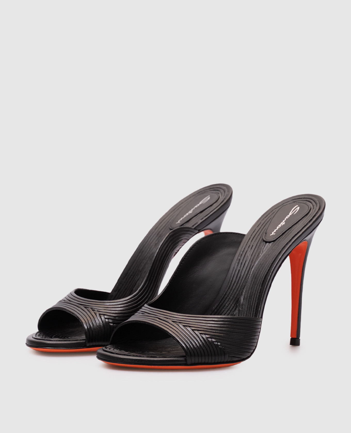 

Black leather mules Santoni