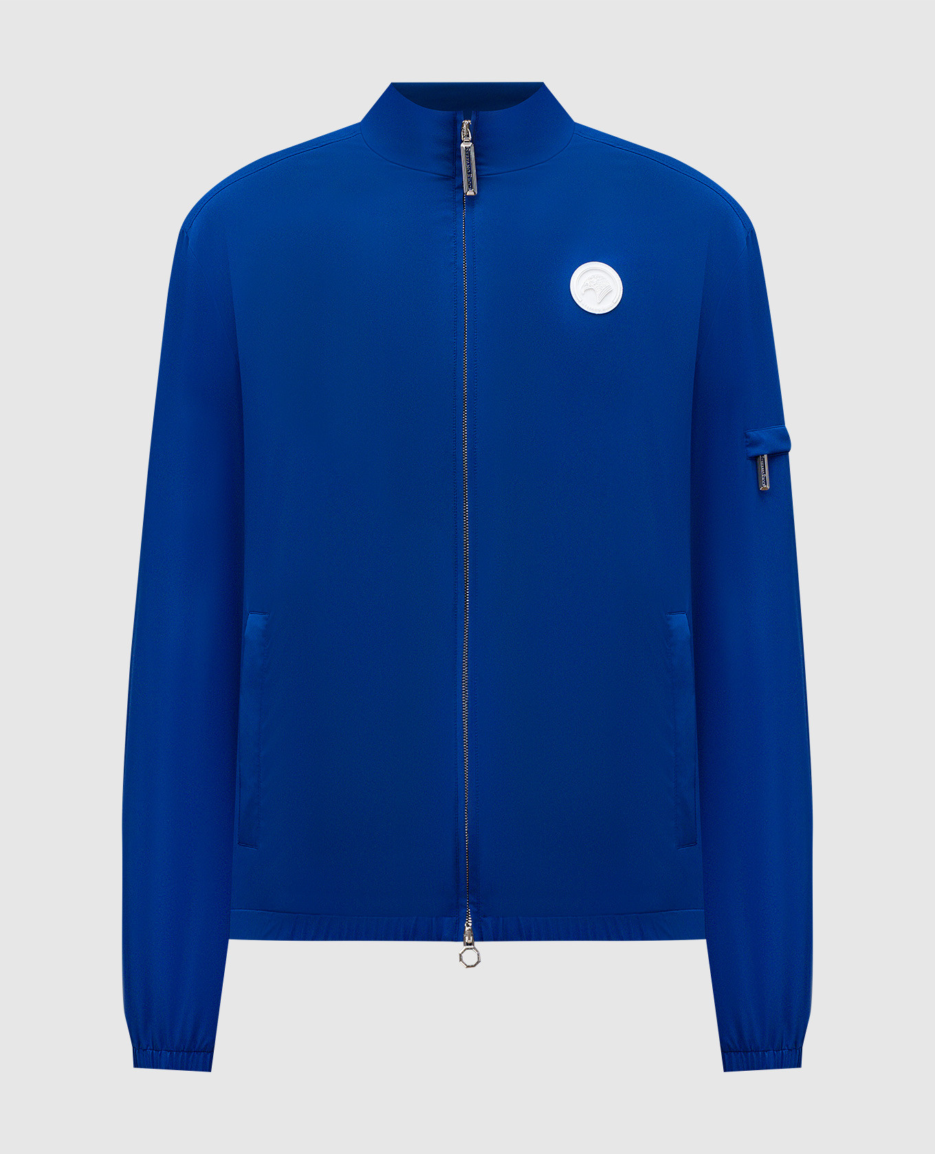 

Blue windbreaker with contrasting logo patch Stefano Ricci