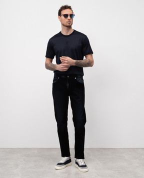Dolce&Gabbana Black velvet-coated jeans with logo GYJCCDG8MJ4