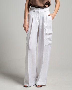 Peserico White linen cargo pants with monil chain E0410402606