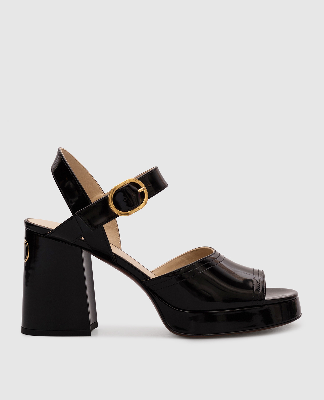 Black leather glossy sandals FAWCETTE Valentino