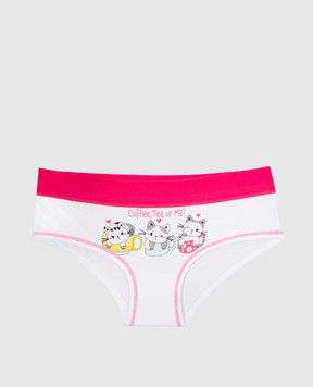 RiminiVeste Jadea Baby's White Coffe, Tea or Me Cat Print Briefs? 491