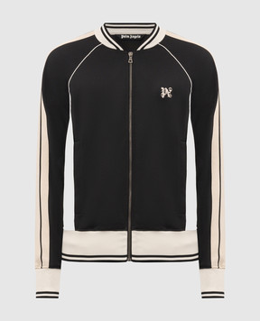 Palm Angels Black sports jacket with logo embroidery PMBD080F24FAB001
