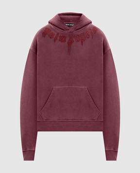 Palm Angels Burgundy hoodie with logo print PMBB17DF25FLE003w