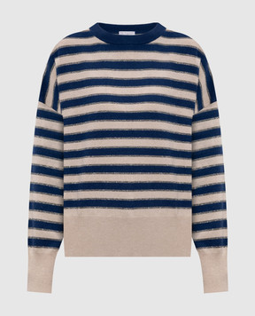 Brunello Cucinelli Blue striped cashmere jumper M12205920P