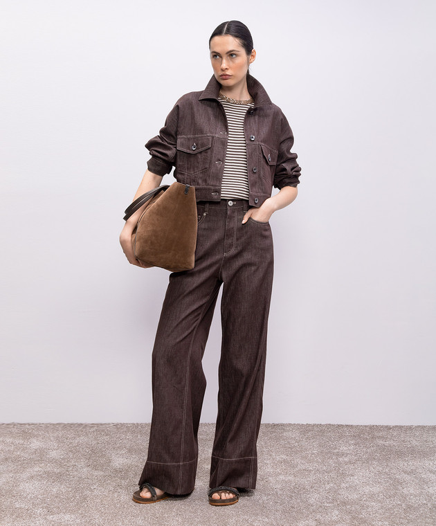 ジャケット BRUNELLO CUCINELLI Woman Jacket Brown MB1257816 C003 Brunello Cucinelli Denim jacket - Brown - Women | MB1257816C003