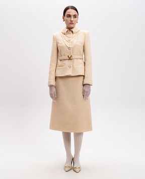 Valentino Beige tweed midi skirt made of wool 6B3RACJ690Y